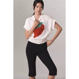 Anthropologie Maeve The Pippa Crew-Neck Crop Sweater Size Small Juicy Strawberry